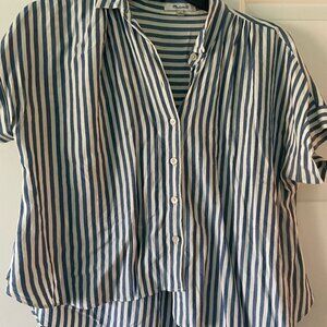 Madewell Blue and White Striped Button Down Top
